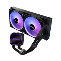 ASRock Pro 240 ARGB AIO Liquid CPU Cooler, 240mm Radiator, Dual 120mm PWM Fans, Addressable RGB, Intel LGA1700/1851 & AMD AM5/AM4 Compatible