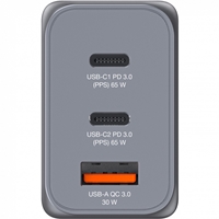 Verbatim GNC-65 GaN Charger 65W with 2 x USB-C PD 65W / 1 x USB-A QC 3.0 (EU/UK/US)