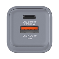 Verbatim GNC-35 GaN Charger 35W with 1 x USB-C PD 35W / 1 x USB-A QC 3.0 (EU/UK/US)