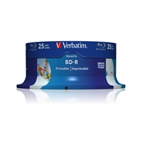 Verbatim BD-R SL Datalife 25GB 6X 25 Pack Spindle Wide Printable NO ID