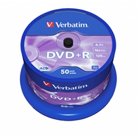 Verbatim DVD+R 16X 4.7GB 50 Pack Spindle Matt Silver