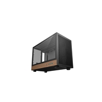 DeepCool CH260 Micro-ATX Mini Tower PC Gaming Case, Wood, Tempered Glass Side Panel USB Type-C High Airflow Supports ATX PSU & RTX GPUs Black