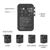 Verbatim Charge 'n' Travel 170W Universal Travel Adapter Black, Charge Up To 6 Devices AT Once