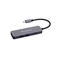 Verbatim USB-C Essentials Multiport Hub 4 Port Hub HDMI, USB-C PD, USB-A 3.2 Gen 1, USB-A, Supports Up To 100W Power Delivery