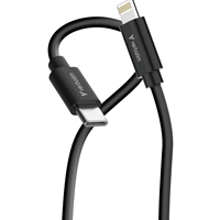 Verbatim Essentials Sync & Charge USB-C to Lightning Cables (2 pack) Black & White, 1m, 27W PD, 480Mbps, USB Power Delivery 3.0 Supports Up To 27W Charging Power