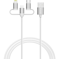 Verbatim Essentials 3-in-1 Sync & Charge Cable USB-A to Micro-B, USB-C and Lightning, 1m, 18W QC, 480Mbps, Quick Charge 3.0 Support Up To 18W Charging Power