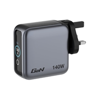 Verbatim Mini GaN Charger 140W With Display, 140W 4-Port + 140W USB-C to USB-C Cable