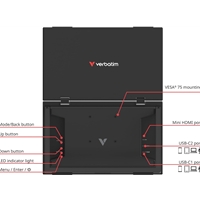Verbatim Portable 15.6 Dual Monitor Essentials, 1920 x 1080 Resolution, 60Hz, Vesa 75 x 75mm, Built in Speakers 2 x 1W