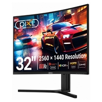 piXL X-Series GS32QIDPHA 32 Inch QHD IPS, Curved (1500R) Gaming Monitor with 180Hz Refresh Rate, 2560 x 1440 Resolution, 1ms Response Time, HDR10+, Adaptive Sync, 2x HDMI 2.0 & 2x DisplayPort 1.4, Height Adjustable