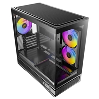Antec Constellation C2M ARGB Micro-ATX PC Case, 270' Panoramic Tempered Glass, 240mm and 120mm ARGB PWM Fans, USB-C, 360mm Radiator Support, Black