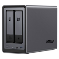 UGREEN NASync (DXP2800), 2-Bay NAS with Intel N100 Quad-Core CPU (Up to 3.4GHz) 8GB DDR5, 2x M.2 PCIe Slots, 2.5GbE Port (Diskless)