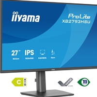 iiyama ProLite monitor XB2793HSU-B1 Height Adjustable, 27" IPS, 120Hz, Black, 4-side slim bezel and C energy class, HDMI, Display Port, USB Hub